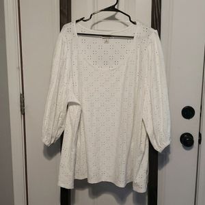 Ava & Viv White Eyelet Peasant Blouse
